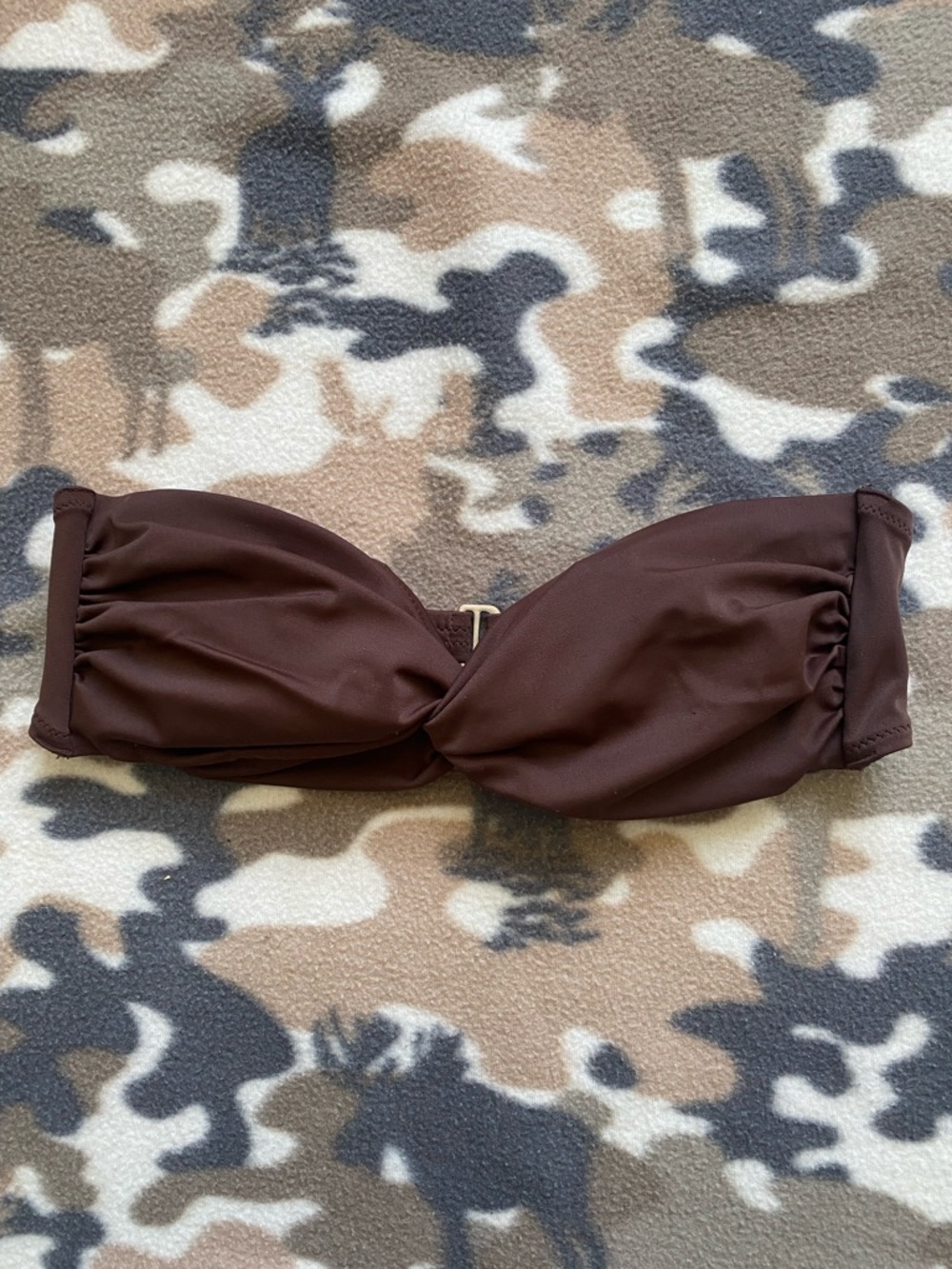 Victoria's Secret Chocolate Brown Strapless Bandeau Bikini Top - Size Small.